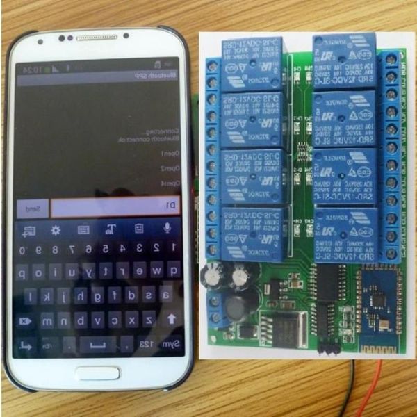 Envío gratuito dc 12V 8Ch Bluetooth Relay Android Móvil control remoto interruptor 8 canales aplicación de teléfono para Motor LED luz Qbaau