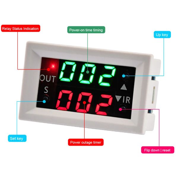 DC 12V Dual LED Pantall Time Relay Relay Módulo Tiempo