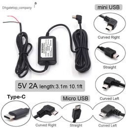 DC 12V tot 5V 2A 3,1 m autolading kabel MINI / MICRO TYPE-C USB Hardwire Cord Auto opladen voor Dash Cam Camcorder Vehicle DVR