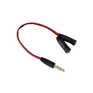 Câble d'extension de données DC 3.5mm, adaptateur 1 mâle à 2 femelles, fil séparateur noir rouge mélangé 10cm