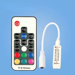 DC 5V-24V 12A 17key Mini RF inalámbrico Led RGB control remoto con 4 pines hembra DC para tira de luces LED RGB 5050