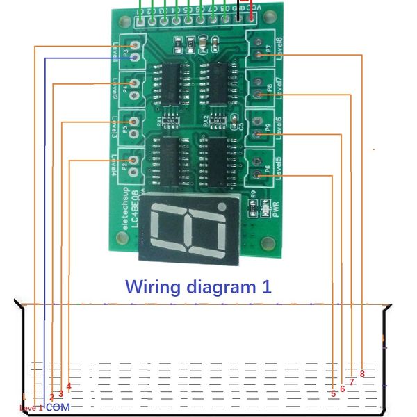 DC 5V 8CH PANTALLA Nivel de agua Módulo de controlador de sensor de líquido digital para la torre de agua Arduinouno Mega Fish Tank Tower