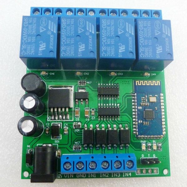 DC 5V 9V 12V 24V 4CH etooth Relay Aplicación de Android Controlador remoto inalámbrico para Smart Home Motor LED Sistema de control de acceso al automóvil envío gratuito