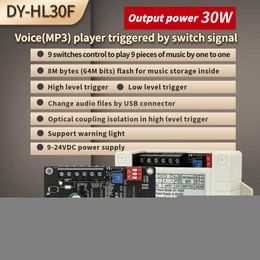 DC 9-24V 12V 30W diffusion vocale MP3 contrôle lecture Module Audio déclencheur haut/bas niveau 9 canaux un à un Segment