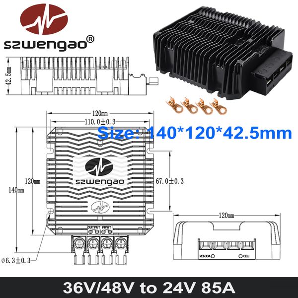 DC Buck 36V 48V a 24V 3A 5A 10A 15A 20A 30A 40A 60A 85A Regulador de voltaje Convertidor de paso DC-DC confiable