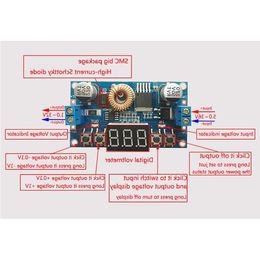 Freeshipping DC Buck Converter DC 4-38 V naar 1-36 V 5 V 12 V 19 V 24 V 5A 75 W Verstelbare Spanningsregelaar/Adapter/Driver Module Voltmeter Aswm