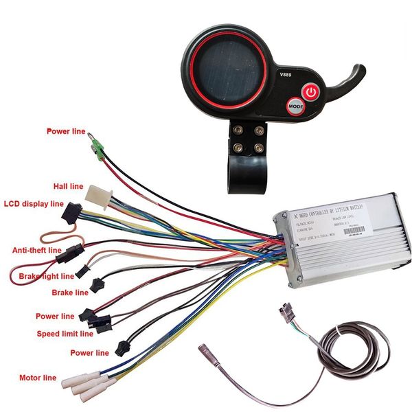 Contrôleur d'onde sinusoïdale de moteur à courant continu, affichage LCD 6mos pour vélo électrique, Scooter, accessoires de vélo de vitesse