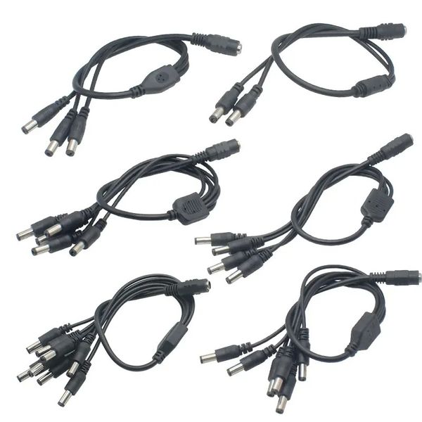 Prise d'alimentation cc 5.5x2.1mm, câble d'alimentation cc 1 femelle à 2,3,4,5,6,8 adaptateur séparateur de prise mâle pour caméra de vidéosurveillance de sécurité et bande LED