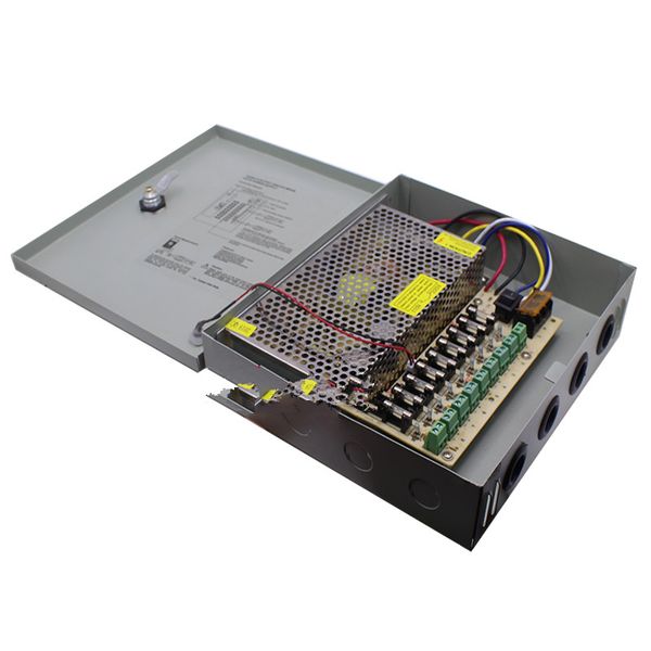 caja de interruptores de alimentación freeshipping DC12V 10A con fusible 9 Canal de circuito cerrado de televisión para la cámara de vigilancia de seguridad puerto de salida 120W9 CE LVD Aprobado