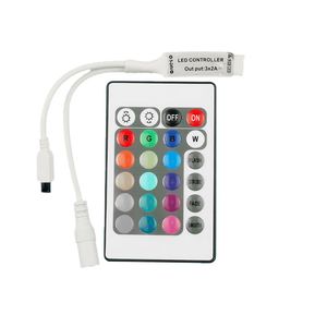 RGB-controllers DC12V 24Key RGB-controller IR Afstandsbediening met mini-dimmer voor 5050/3528 LED-striplichten 12V