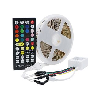 DC12V/24V 5050 SMD 5 couleurs en 1 puce LED bande lumineuse LED flexible rvb + blanc froid + blanc chaud 60 LED s/m avec contrôleur 40 touches