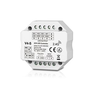 DC12V-24V Dimming 4CH LED RF Controller V4-S Push Dim DIP Switch Dimmer For single color, dual color, RGB RGBW LED Strip Light