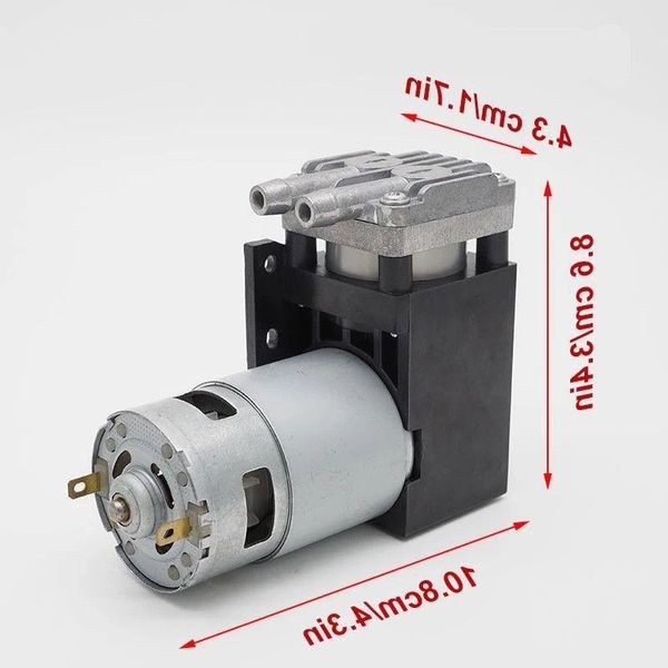 DC12V / 24V Mini bomba de aire sin aceite 6 bar 38 l / min Motor de cepillo de cabeza de aluminio Bomba de gas de pistón pequeña al por mayor Wohhf