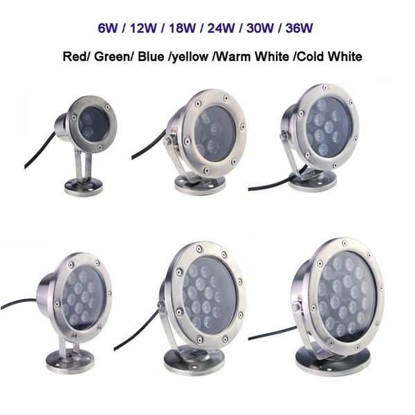 DC12V 6W12W18W24W30W36W LED BURÉ LAMIE LETURE ROUGE BLEU BLEU IP68 SUPPORT DE RIUM POOL POISS