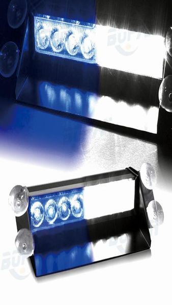 DC12V 8 Led voiture Police stroboscopique Flash lumière tableau de bord avertissement d'urgence 3 lampe clignotante bleu blanc diurne Lights4322387