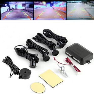 DC12V LED BIBIBI Car Parking Sensor 4 Sensors Monitor Auto Reverse Backup Radar Detector System Kit Sound Alert Alarm Indicator Probe