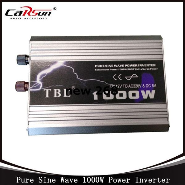 Freeshipping DC12V a AC220V 1000W Inversor de corriente de coche de onda sinusoidal pura Inversor de corriente de inversor solar de lazo de red para híbrido solar y eólico