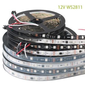 DC12V WS2811 LED Pixel Strip Licht Droomkleur SMD5050 RGB 60LED LED-tape zwart / wit PCB-adresseerbaar