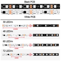 DC12V WS2812B Tiras LED RGB Píxeles PCB negro flexible Tira de píxeles LED a todo color Color de ensueño IP30 Fabricación no impermeable Pantalla LED Pared LED CRESTECH168