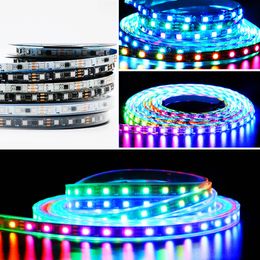 DC12V WS2812B RGB LED Strips Pixels Flexible Black PCB Full Color LED Pixel Strip Dream Color IP30 Non-Waterproof Making LED Screen LED Wall usastar