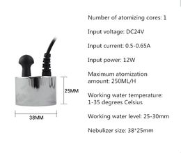 DC24V Humidificateur d'air à tête unique 250 ml / h Ultrasonic Atomizer Fish Tank Water Mist Generator Maker sans alimentation électrique