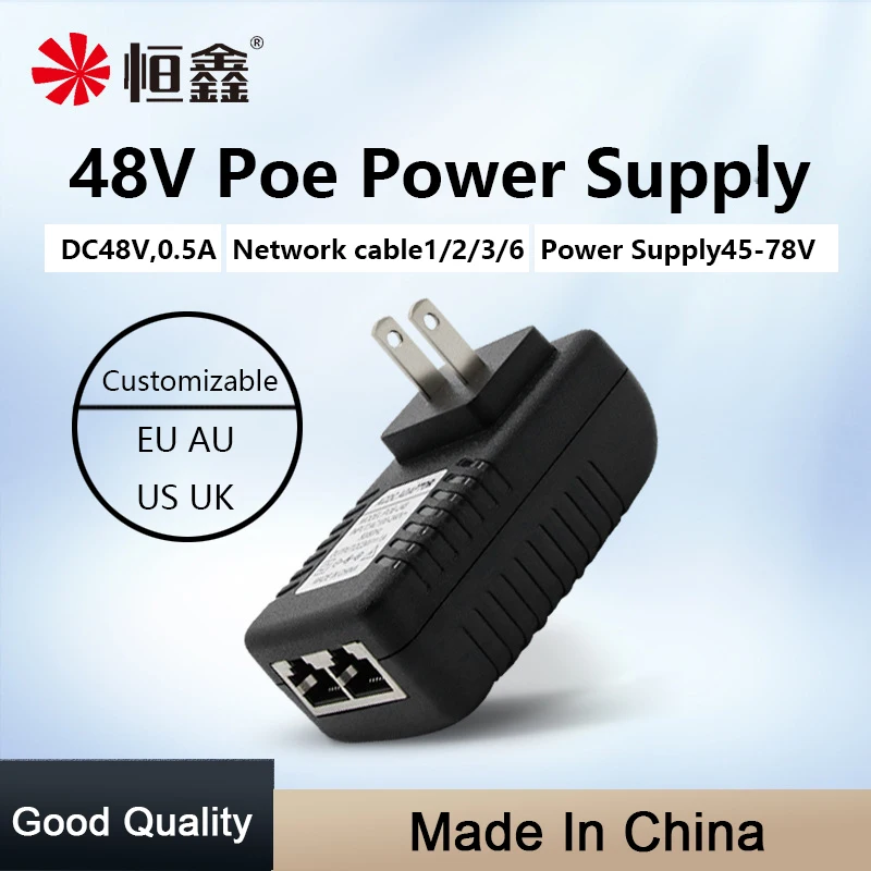 DC48V 0.5A 24W POE Güç Kaynağı Enjektörü CCTV IP Kamera Ethernet Anahtar Adaptörü için SPLiter