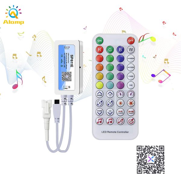 DC5-24V SP611E Controlador LED Bluetooth Sincronización de música Control de color de sueño para WS2811 WS2813 WS2815 SK6812 Luz de tira de píxeles direccionable