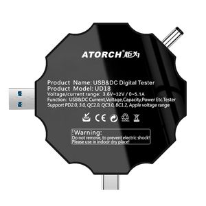 DC5.5 USB 3.0 Type-C 18 dans 1 Tester USB DC Digital Voltmeter Bank Charger Tension Tension Ammètre Détecteur QC / PD3.0 METER