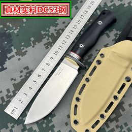 Cuchillo de caza de hoja fija de acero DC53 para acampar al aire libre, Navajas de bolsillo táctico militar de supervivencia para autodefensa y pesca