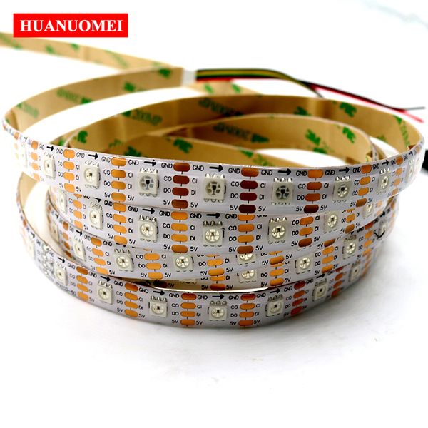 DC5V 5M 60Pixels/m APA102 adressable RGB LED bande lumineuse 5050 SMD Pixel lumières APA-102C bande Noël TV lampe, PCB blanc, étanche IP65