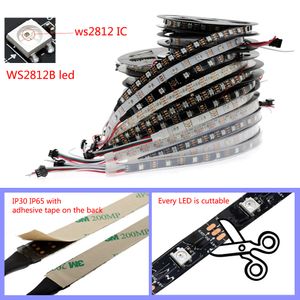 DC5V adressable individuellement ws2812b led bande lumineuse blanc noir PCB 144 pixels smart RGB 2812 ruban led ruban étanche IP67