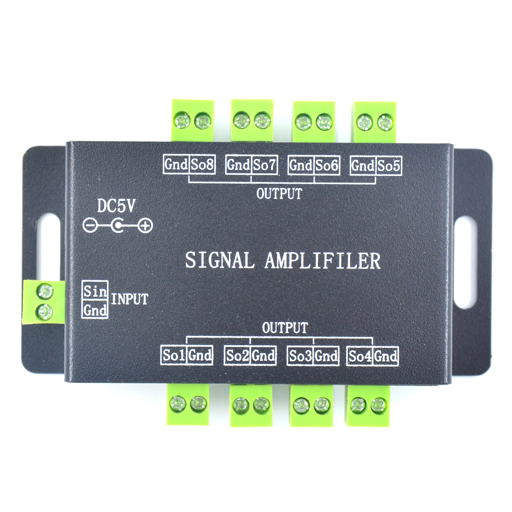 SPI出力Symphony 8コントロールグループアンプを介したDC5V信号アンプ音楽コントローラー用WS2811 2812 LEDストリップ