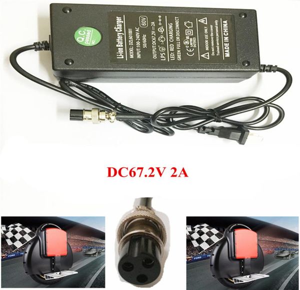 DC672V 2A Liion Battery Charger pour la brouette électrique auto équilibrant le scooter à scooter à scooter 60v avec xlr 3 broches 12 mm eu 1467036