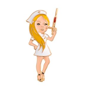 DCARZZ bande dessinée infirmière broche broche médecine bijoux médecin infirmière mode bijoux émail blanc mignon épinglettes Badge femmes cadeau