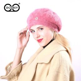 DCEBEY Winter Warm Chic Crown Solid Voor Vrouwen Gehoorbeschermer Slouchy Hoed Dames Vrouwelijke Mode Baret Hoed Kasjmier Cap251f