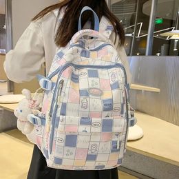 Mochila DCIMOR con estampado de dibujos animados, impermeable, de nailon, para mujer, con múltiples bolsillos, bolsa de viaje para niñas, mochila escolar de gran capacidad 240304