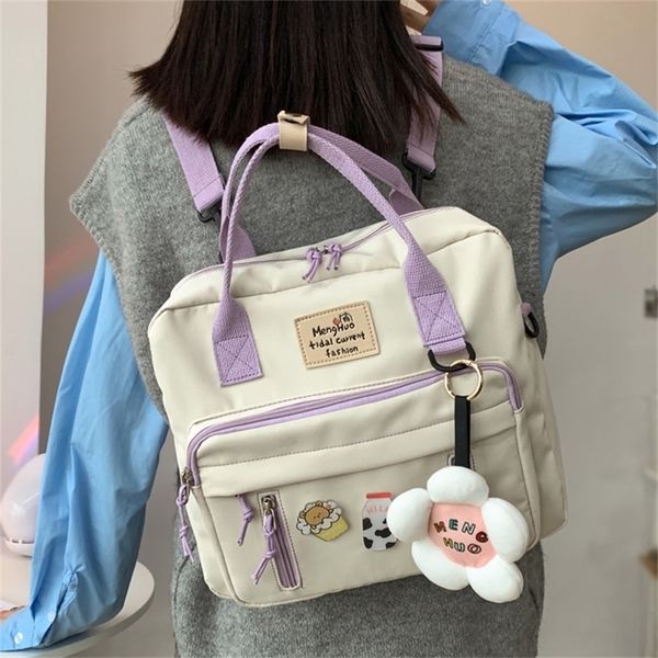 DCIMOR encantadora mochila multifuncional adolescente anillo hebilla bolsa de viaje portátil mujer pequeña mochila insignia mujeres mochilas 220713