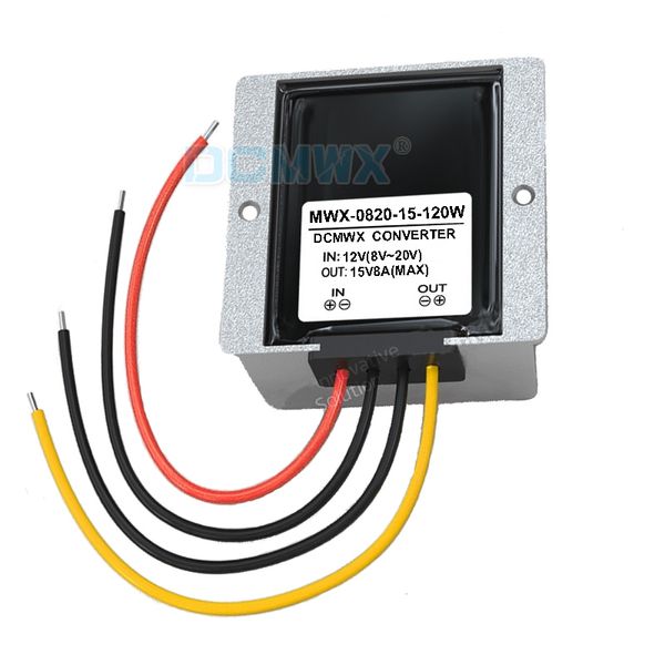 DCMWXﾮ Convertisseurs de tension stabilisés 12V à 15V onduleurs de puissance de voiture boost automatique buck Entrée DC8V-20V Sortie 15V1A2A3A5A6A7A8A étanche