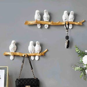 DCOR Hars Vogels Graft Muur Haak Kinderen Ornament Keys Houders Rack Home Jas Kleding Handdoek Hoed Handtas Houder Bag Hanger