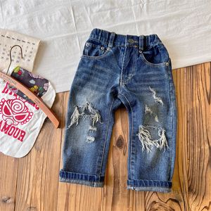 DD Style Kids Hole Jeans Girls Elastic Taies Pantalon denim en vrac Fashion Childre