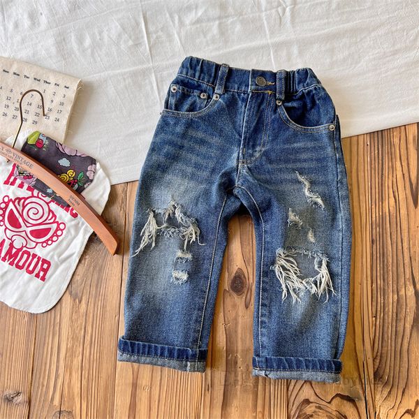 DD Style Kids Hole Jeans Girls Elastic Taies Pantalon denim en vrac Fashion Childre