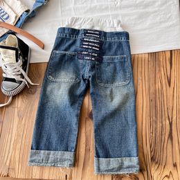 DD Style Kids Splicing Jeans Girls Lettre imprimé Pantalon Denim Pantal