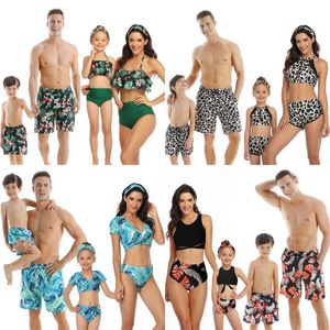 Pa Son Swimwear Summer Beach Family Look Moeder en Daughter Badmode Bikini Matching Outfits Vader Jongens Board Shorts