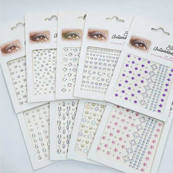 Ddak Tattoo Transfert Karsyngirl 1 feuille Eye Corps Face Gemmes Jewels Stickers Auto-adhésif Crystal Rainbow Makeup Diamonds Face Stick Gems 240427