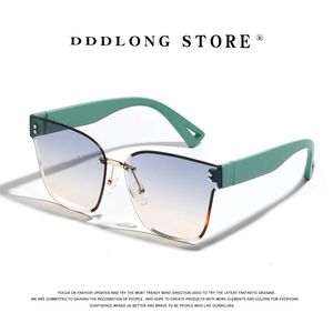 DDDLONG rétro mode Y2K Punk sans monture lunettes de soleil hommes lunettes de soleil classique Vintage surdimensionné UV400 nuances extérieures D372 240314