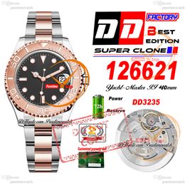 YM 126621 A3235 Automatische heren Watch DDF 40 mm Twee toon roségouden zwarte wijzerplaat 904L Steel Case en Oystesteel Bracelet Super Edition dezelfde serie kaart puretime ptrx