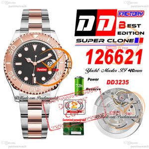 YM 126621 A3235 Automatic Mens Watch DDF 40mm Two Tone Rose Gold Black Dial 904L ACTE