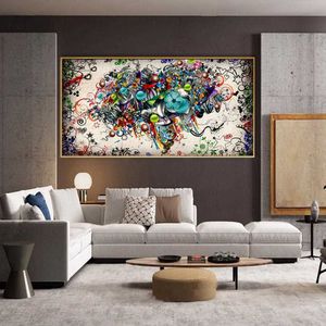 DDHH Wall Art Image Impression Sur Toile Amour Peinture Abstraite Coloré Coeur Fleurs Affiches Pour Salon Décoration De La Maison Image 210705