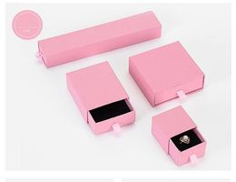 [DDisplay] Klassieke stijl roze sieraden set box, trouwring case, ketting geschenkpakket, oorbel studs verpakking, armband lade doos