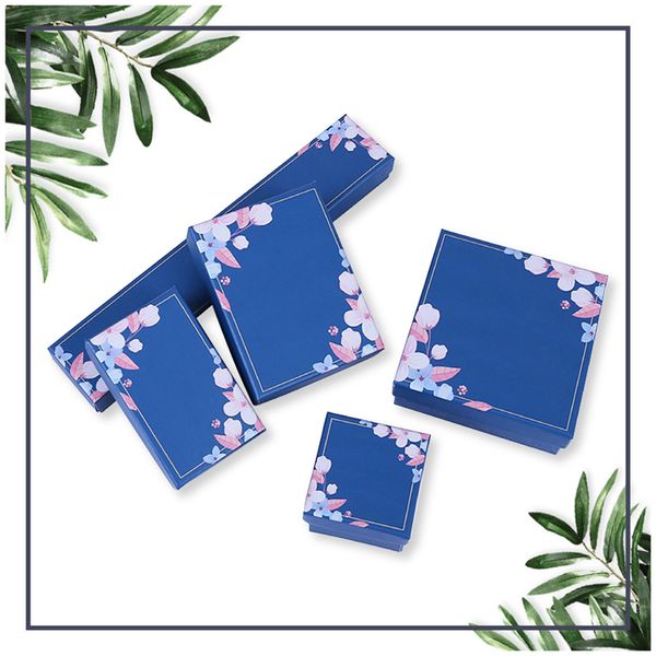 [DDisplay] Caja de joyería azul Sakura estilo Ins Cajas de anillo de glamour Pendiente mensual Exhibición de joyería pequeña Caja de paquete de collar de cereza oriental